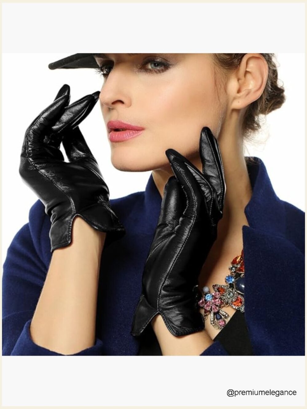 Genuine Leather Gloves Touchscreen Cashmere Wool Blend Lining